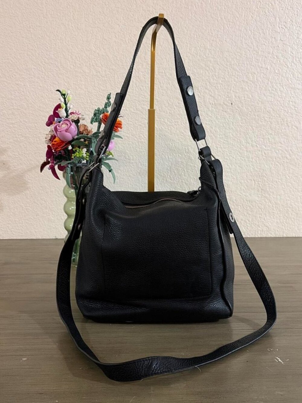 ALLSAINTS Black Kita Pebbled Leather Crossbody - Picture 2 of 8